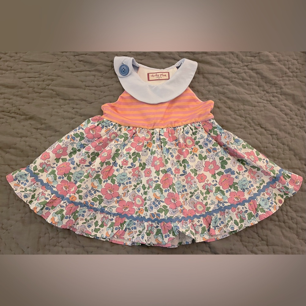 Cheeky Plum Cora Top/Dress Pink Orange Blue Floral Kids Halter 5T Sapphire Sands